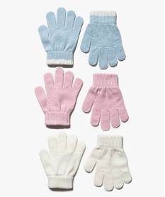 GEMO Gants fille aux coloris assortis (lot de 3) Bleu