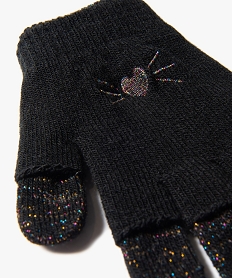 gants fille 2-en-1 avec mitaines pailletees noirF601801_2
