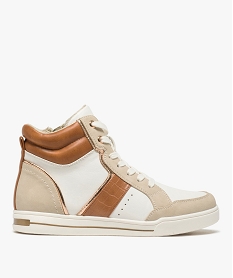 GEMO Baskets femme mid-cut zippées à doublure rembourrée Blanc