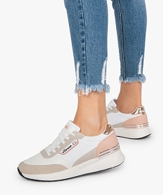 GEMO Baskets femme multi-matières à lacets - Ellesse Blanc