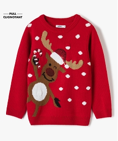 pull garcon special noel avec motif renne et leds rouge pullsF610401_1