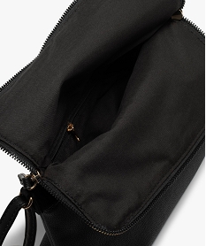 sac femme avec rabat zippe en matiere texturee noirF611401_4