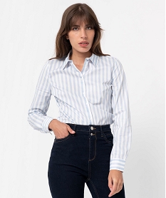chemise femme coupe cintree en coton stretch bleuF611601_1