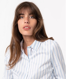 chemise femme coupe cintree en coton stretch bleuF611601_2