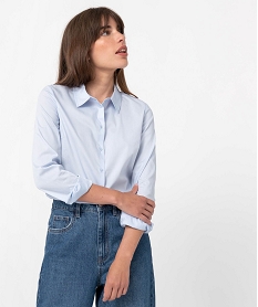 chemise femme coupe cintree en coton stretch bleuF611701_1