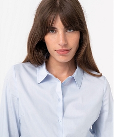 chemise femme coupe cintree en coton stretch bleu chemisiersF611701_2
