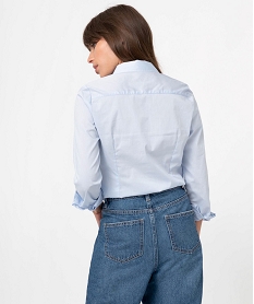 chemise femme coupe cintree en coton stretch bleu chemisiersF611701_3