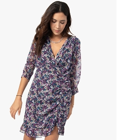 robe femme en voile a motifs fleuris imprimeF611801_1