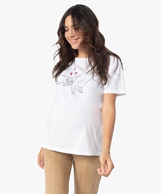 GEMO Tee-shirt de grossesse et dallaitement à manches courtes et motif Blanc