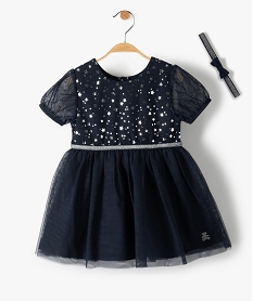 GEMO Ensemble bébé fille 2 pièces : robe et bandeau - LuluCastagnette Bleu