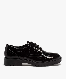 GEMO Derbies femme unis et vernis avec semelle crantée noir standard