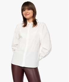 GEMO Chemise femme avec épaules froncées Beige