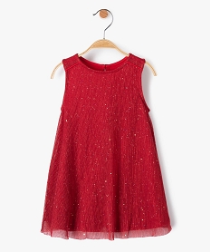 GEMO Robe bébé fille en maille plissée et pailletée Rouge