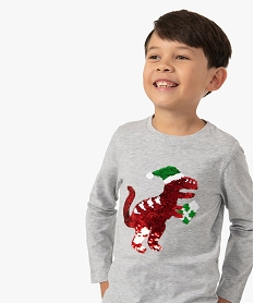 GEMO Tee-shirt garçon avec motif Noël en sequins réversibles Gris