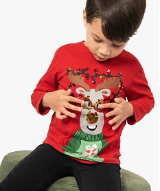 GEMO Tee-shirt garçon avec motif Noël en sequins réversibles Rouge