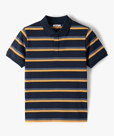 GEMO Polo garçon rayé à manches courtes bleu standard