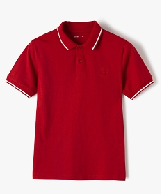 GEMO Polo garçon à manches courtes en coton piqué rouge standard