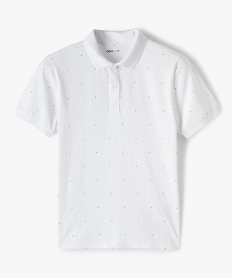 GEMO Polo garçon à manches courtes à micro-motifs blanc standard
