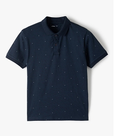 GEMO Polo garçon à manches courtes à micro-motifs noir chine