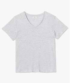 tee-shirt femme grande taille a col v et manches courtes gris t-shirts en cotonF616101_4