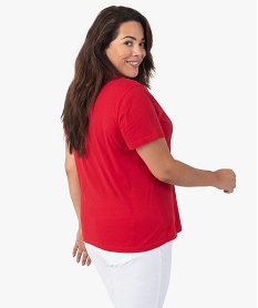 tee-shirt femme grande taille a col v et manches courtes rougeF616401_3