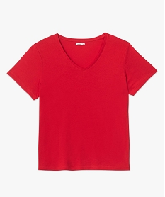 tee-shirt femme grande taille a col v et manches courtes rouge t-shirts en cotonF616401_4