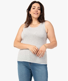 GEMO Débardeur femme grande taille uni en coton extensible gris standard