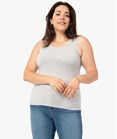 debardeur femme grande taille uni en coton extensible grisF616801_1