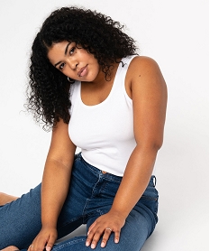 GEMO Débardeur femme grande taille uni en coton extensible blanc standard