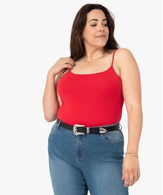 debardeur femme grande taille uni a fines bretelles rougeF617401_1