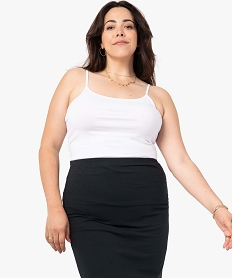 GEMO Débardeur femme grande taille uni à fines bretelles blanc standard