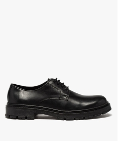 derbies homme a semelle crantee et dessus en cuir uni noirF618301_1