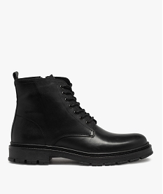 boots homme dessus cuir uni et semelle crantee noirF618401_1