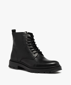 boots homme dessus cuir uni et semelle crantee noir bottes et bootsF618401_2