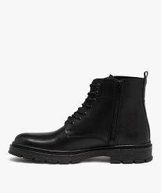 boots homme dessus cuir uni et semelle crantee noir bottes et bootsF618401_3