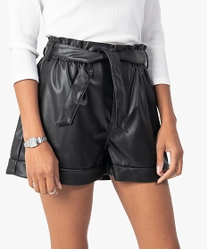 short femme taille haute avec ceinture amovible noir shortsF619601_2