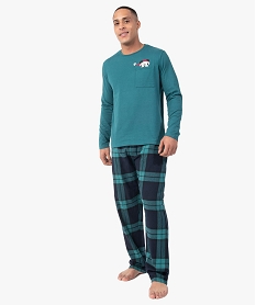 GEMO Pyjama homme à carreaux et motif Noël - Disney Vert