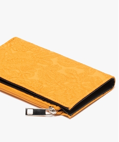 portefeuille femme avec motifs fleuris embosses jauneF626001_2
