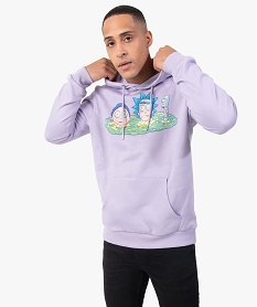 sweat homme a capuche avec motif - rick and morty violetF626501_1