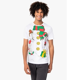 GEMO Tee-shirt homme spécial Noël à manches courtes Blanc