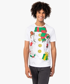 GEMO Tee-shirt homme spécial Noël à manches courtes blanc standard
