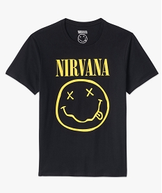 tee-shirt homme a manches courtes imprime smiley - nirvana noirF627401_4