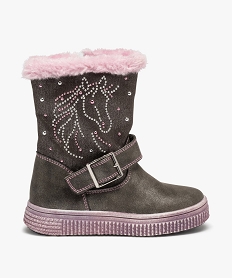 bottes fourrees fille decor metallise licorne grisF628501_1