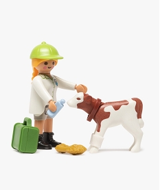 jouet enfant veterinaire et veau - playmobil (13 pieces) blancF631801_2