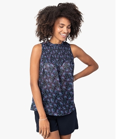 GEMO Blouse femme imprimée sans manches Imprimé