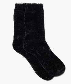chaussettes en maille chenille douce et epaisse femme noir standard chaussettesF637901_1