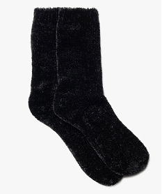 GEMO Chaussettes en maille chenille douce et épaisse femme noir standard