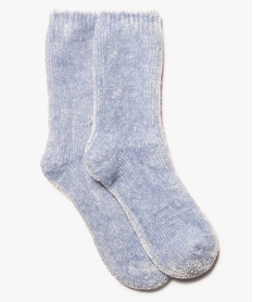 chaussettes en maille chenille douce et epaisse femme bleu chaussettesF638101_1