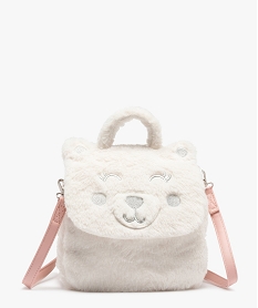 GEMO Sac fille en maille peluche à motif nounours Blanc