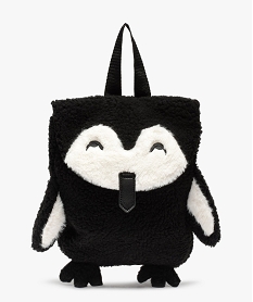 GEMO Sac à dos enfant maternelle en sherpa à motif pingouin Noir